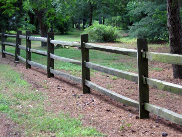 wooden split rail fence