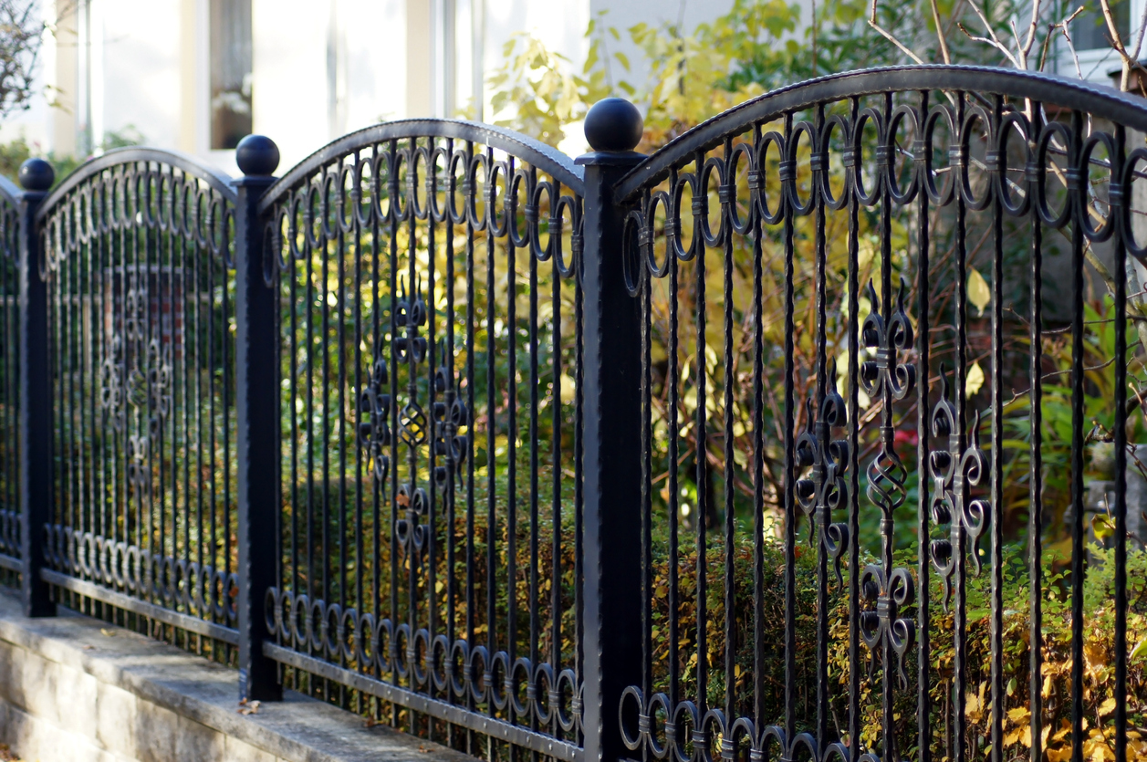 black wrought iron fence