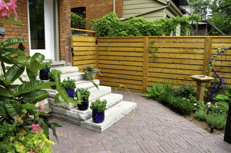 backyard patio wooden fence